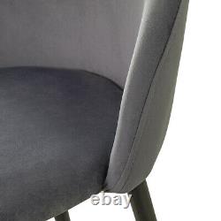 2 Grey Velvet Bar Stools Breakfast Stool Kitchen Pub Chairs 65/75 cm Seat High