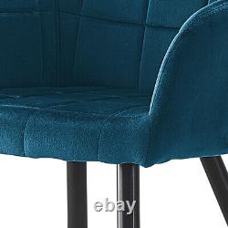 2 Pcs Blue Velvet Armchairs Dining Chairs Office Chair Kitchen Restaurant Retro