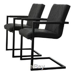 2 Pcs Faux Leather Dining Chairs Armchairs Office Kitchen Brown Grey Industrial