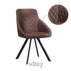 2 Pcs Retro Brown Faux Leather Dining Chairs Office Chairs Dining Room Pub Set