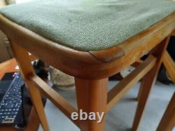2 Vintage Retro Wooden Stools, Beech Wood Breakfast Kitchen Stools. See Photos