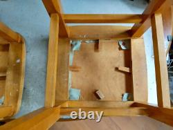 2 Vintage Retro Wooden Stools, Beech Wood Breakfast Kitchen Stools. See Photos