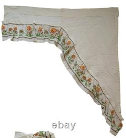 2 Vintage Sears Merry Mushroom Valance Kitchen Retro Window Swag, Excellent
