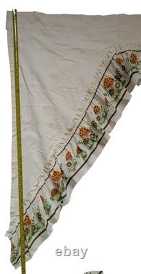 2 Vintage Sears Merry Mushroom Valance Kitchen Retro Window Swag, Excellent