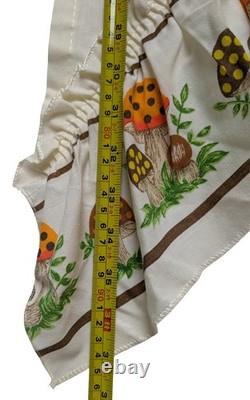 2 Vintage Sears Merry Mushroom Valance Kitchen Retro Window Swag, Excellent