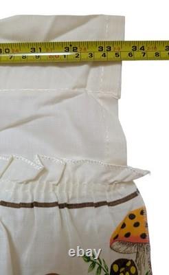 2 Vintage Sears Merry Mushroom Valance Kitchen Retro Window Swag, Excellent