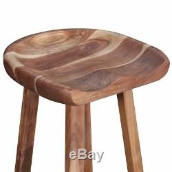 2 pcs Wooden Table Bar Stools Kitchen Counter Seat Furniture Solid Acacia Wood