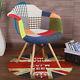 2 X Patchwork Fabric Armchair Tub Padded Dining Chairs Reto Vintage Eiffel Style