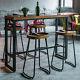 2 X Vintage Bar Stool Metal Wooden Industrial Retro Seat Kitchen Pub Counter