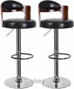2 x Vintage Industrial Bar Stools Chair Retro Kitchen Counter Wooden Seat Pub UK