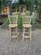 2 X Vintage Style Bamboo / Cane Bar Stools Retro Mid Century