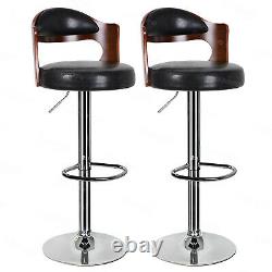 2 x Wooden Bar Stools Breakfast Kitchen Counter Dining Chair Black/Grey/White