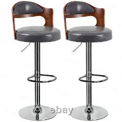 2 x Wooden Bar Stools Breakfast Kitchen Counter Dining Chair Black/Grey/White