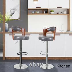 2 x Wooden Bar Stools Breakfast Kitchen Counter Dining Chair Black/Grey/White