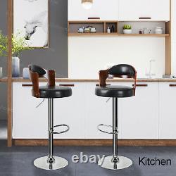 2 x Wooden Bar Stools Breakfast Kitchen Counter Dining Chair Black/Grey/White