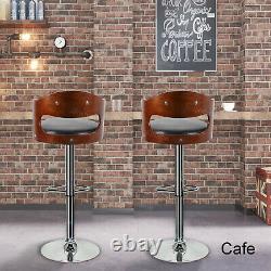 2 x Wooden Bar Stools Breakfast Kitchen Counter Dining Chair Black/Grey/White