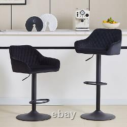 2x Bar Stools Breakfast Comfortable Swivel Gas Lift Kitchen Stool Leather Chairs