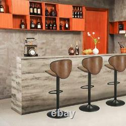 2x Bar Stools Gas Lift Stools Bronzing Suede Kitchen Club Cafe Pub Swivel Chairs