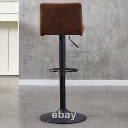 2x Bar Stools Gas Lift Swivel Faux Leather Suede Velvet Stool Breakfast Chairs