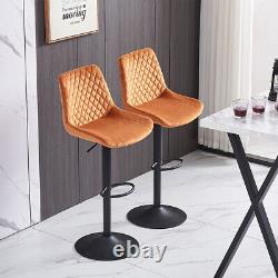 2x Bar Stools Kitchen Breakfast Chairs Gas Lift Swivel Faux Leather Velvet Chair