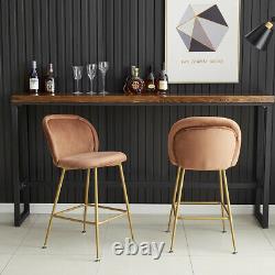 2x Bar stools Velvet Breakfast Chairs High Counter Home Pub Restaurant Stools