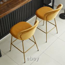 2x Bar stools Velvet Breakfast Chairs High Counter Home Pub Restaurant Stools