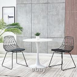 2x Black Metal Wire Mesh Dining Chairs Industrial Retro Dining Room Kitchen Bar