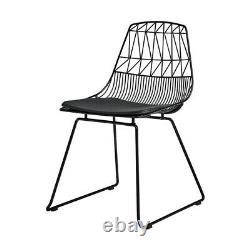 2x Black Metal Wire Mesh Dining Chairs Industrial Retro Dining Room Kitchen Bar