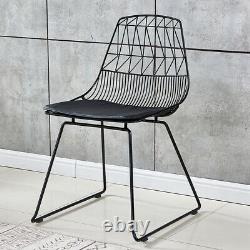 2x Black Metal Wire Mesh Dining Chairs Industrial Retro Dining Room Kitchen Bar