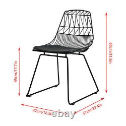 2x Black Metal Wire Mesh Dining Chairs Industrial Retro Dining Room Kitchen Bar