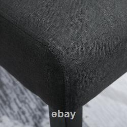2x Dark Grey Button Tufted High Back Dining Chairs Fabric Upholstered Kitchen