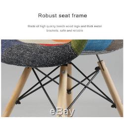 2x Dining Chairs Patchwork Fabric Armchair Tub Lounge Retro Vintage Eiffel Style