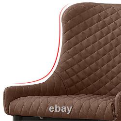 2x Faux Leather Dining Chairs Padded Seat Kitchen Office Chair Brown Vintage