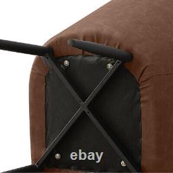 2x Faux Leather Dining Chairs Padded Seat Kitchen Office Chair Brown Vintage