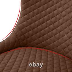 2x Faux Leather Dining Chairs Padded Seat Kitchen Office Chair Brown Vintage