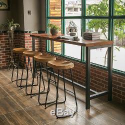 2x Industrial Vintage Retro Solid Wood Rustic Dining Cafe Breakfast Bar Stool