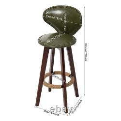2x Industrial Wood Bar Stool Rustic Vintage Retro Seat Chair Kitchen Bistro Cafe