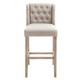 2x Kitchen Breakfast Bar Stool Button Back Linen Padded Counter Chair Barstools