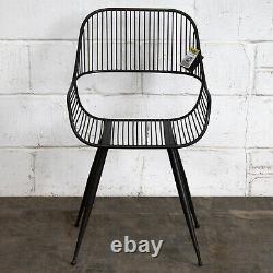 2x Metal Chairs Vintage Rustic Industrial Style Furniture Retro Steel Grey Seats