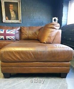 3003. Chesterfield Vintage tan Brown 3 Seater Leather Club Corner Sofa Suite