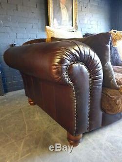 3004. Tetrad Degas Chesterfield Leather Vintage Distressed 3 Seater Sofa Brown