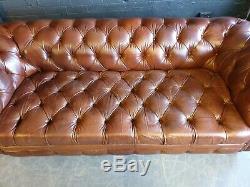3006. Charming Tan Brown Chesterfield Vintage Brown 3 Seater Club Leather