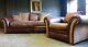3007. Cleveland Tetrad Vintage 4 Seater Leather Sofa & Chair Rrp £6495.00