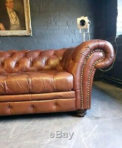 300 Charming Tan Brown Chesterfield Vintage Brown 3 Seater Leather DELIVERY AV