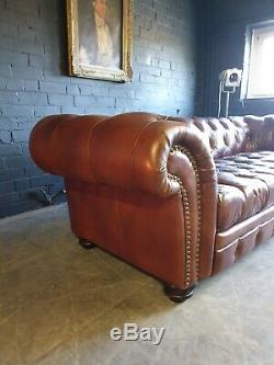 300 Charming Tan Brown Chesterfield Vintage Brown 3 Seater Leather DELIVERY AV