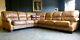 3024. Chesterfield Vintage Light Tan 6 Seater Leather Club Corner Suite Courier