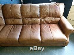 3024. Chesterfield Vintage Light tan 6 Seater Leather Club Corner suite courier
