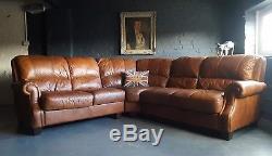 304 Chesterfield vintage 5 seater leather tan Club brown Corner suite courier av