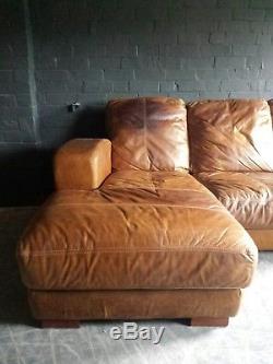30 Chesterfield vintage 3 seater leather tan brown corner suite courier av
