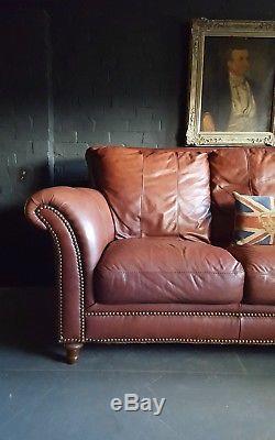 312 Chesterfield Leather vintage & distressed 3 Seater Sofa courier av